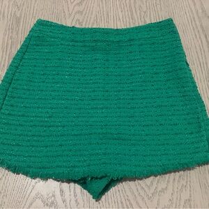 Zara Emerald Green Textured Knit Mini Skirt